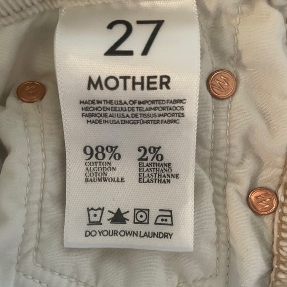 MOTHER corduroy looker cream skinny pant 27 Someone Else’s Fairytale Cord Jean - Picture 7 of 9